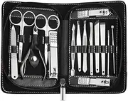 PhantomSky 15 Pcs Stainless Steel Manicure Pedicure Set Nail-Clippers Cleaner Cuticle Grooming Kit - Perfect Nail Scissors Tool Set for Professional and Daily Use