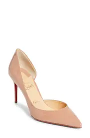 Christian Louboutin Iriza Pointed Toe Half d'Orsay Pump in Blush at Nordstrom, Size 12Us