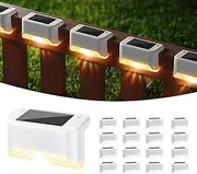 Solar Deck Lights 16 Pcs, Solar Step Lights Outdoor Waterproof Led Solar Fence Lamp for Patio, Stairs, Garden Pathway, Step and Fences (Warm White)