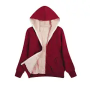 Women's Sherpa Fleece Warm Sweatshirt - Wine Red