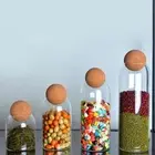 Transparent Glass Jar Kitchen Storage Container Cork Sealed Airtight Canisters