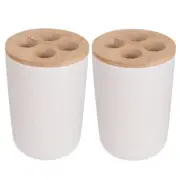 2x Eco Basics Bathroom Storage Organiser White Caddy Toothbrush Holder/Stand