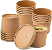 50 Pack Soup Containers with Lids, Disposable and Biodegradable Ice Cream Cups K