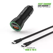 For TCL 20 XE (2021) 18W Car Charger PD & USB-A w 3ft C to C Cable
