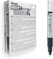 Pentel Paint Marker Medium Bullet Point White Ink, Box of 12 Markers (MMP20-W)