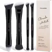 MAANGE Makeup Brushes Set, 4Pcs Premium Double-Ended Makeup Brush Foundation Contour Blush Highlight Blending Concealer Eyeshadow Brush Set Professional Face Brush Tools (Black)