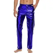 Men's Metallic Shiny Pants Night Club Pants 70s 80s 90s Disco Pant Party Dance Straight Leg Trousers