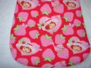 Strawberry Shortcake Bib Pink Cotton Front Towelling Back Handmade