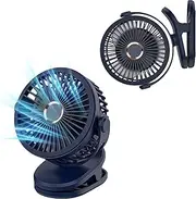 Monaeco 10000mAh Rechargeable Portable Table/Clip Fan（24H Long Battery Life）, With 4-Speed, Strong Airflow & Operating Quietly Desk Fan for Stroller, Office Desktop, Bedroom, and Outdoors(Blue)