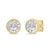 Solitaire Bezel Stud Earrings with 1/5ct of Diamonds in 9kt Yellow Gold