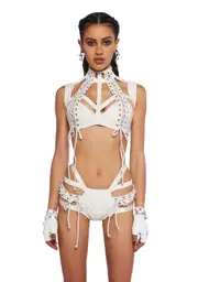 [Club Exx] Rude Awakening Harness Bra Top - White
