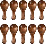 Anseom Mini Wooden Spoon Short Handle Tea Spoon 10Pcs Spice Craft Spoon Tiny Wood Serving Spoon Wood Sugar Scoop for Children Kitchen Coffee