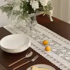 Elegant White Lace Table Runner Placemat for Festive Holiday Gathering 30x360CM