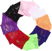 [Ipetboom] 8 Pairs Women Neon Fingerless Fishnet Gloves: 80s Party Short Mesh Gloves - Punk Style Dress Up Accessories For Themed Party Cosplay And Parades