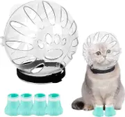 Enshishixiaoweiyuejianwangluokejiyouxiangongsi Cat Muzzle and Cat Paw Boots: Adjustable Breathable Cat Helmet, Cat Bubble Helmet Hood Kitten Anti B...