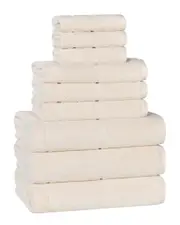 Superior Mile Smart Twist Cotton Medium Weight Solid Broad Border 9pc Towel Set