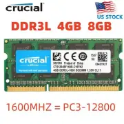 Crucial DDR3L 4GB 8GB 1600 PC3-12800 1.35V SO-DIMM RAM Memory Laptop Notebook-