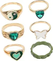 [Ipetboom] 6Pcs Stackable Love Rings Chic Finger Rings for Women Creative Jewelry present for Birthdays Valentine Day and Holidays Fine Workmanship Comfortable Fit