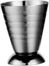 Llazsybz Stainless Steel Cocktail Shaker Glass with Scale Bar Utensils Portable 75ml Bartender Tool for Party Restaurant Kitchen, Black
