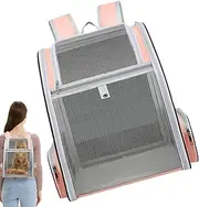 Cat Backpack, Large-Caliber Pet Carrier, Portable Travel Bag, Breathable Mesh Window, Non-Slip Bottom, Comfortable Design For Small and Medium Pets, Outdoor Travel Use, Black, Pink