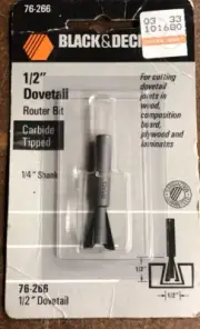 Black And Decker 1/2 Dovetail Carbide 1/4 Shank 77-266