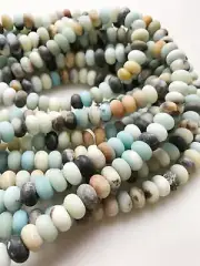 Natural Multi-Color Amazonite Matte Rondelle Beads 4x6mm 5x8mm 6x10mm 15.5" Strd