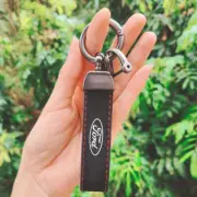 Black Suede Leather Strap Keychain Car Logo Key Chain Metal Key Ring for Ford