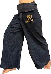 [Fullmoon] s​ Chic : Thai Fisherman Pants | Loose Yoga, Pirate, Harem Pants, 100% Cotton, Plus Size (S-4XL) :