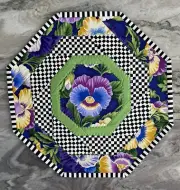 Designer Inspired Pansy Octagon Table Topper-16 1/2"-Free Mackenzie Childs Gift
