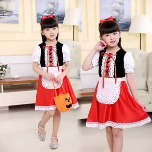 萬聖節兒童服裝女童寶寶cosplay小紅帽表演女孩衣服公主裙演出服