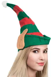 Festive Red and Green Elf Hat with Ears