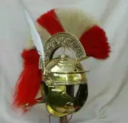 18 Guage Brass Helmet Medieval Knight Roman Centurion Helmet With Plume