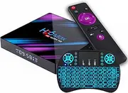 Android 11.0 TV Box 4GB RAM 64GB ROM RK3318 Quad-Core 64-Bit ARM Cortex-A53 2.4G WiFi 10/100M Ethernet, Support H.265/3D/4K Ultra HD/BT 5.0/HDMI 2.0 Smart TV Box with Wireless Mini Keyboard,2gb+16gb