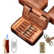 Galiner Travel Leather Cigar Humidor Case Box Cigar Lighter Cutter Gift Set Box