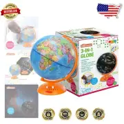 Interactive Educational Globe for Kids - Illuminated 8-Inch World with Projector