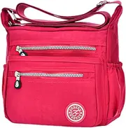 [KXF] Women's Crossbody Bag Waterproof Nylon Casual Shoulder Bag Messenger Bag Travel Purse Handbag with Multi Pocket