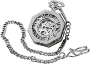 [Generic] Roman Numerals Scales Vintage Pocket Watch,Delicate,Engraved,Gift,Fashion Accessory with Chain for Graduation Boys Holiday