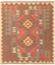 Vintage Hand Woven Carpet 3'3" x 3'10" Traditional Wool Kilim Rug