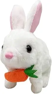 LeeQinersw Electric Bunny Plush Toy Interactive Rabbit for Toddlers, Birthday Surprise Gift, White, as described