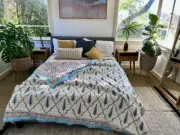 NARGIS Quilted Hand Block Printed Kantha Quilt - Default Title