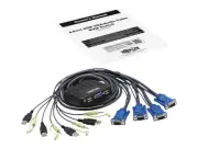 Tripp Lite 4-Port VGA KVM Switch with Built-In VGA, USB and 3.5 mm Audio Cables