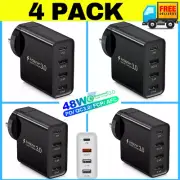 4 Pack Qualcomm Qc3.0 48w 4 Port Fast Charging Charger Type C Wall Plug Ad