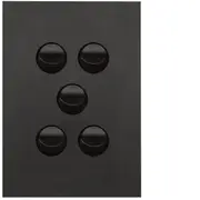 Hager WBQSV5-MB Finesse Series Switch, Rocker Type, Single Pole, Flush, 5 Gang, Vertical, 250V 16AX, 1 or 2 Way, Matt Black