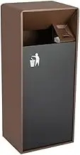 Garbage Cans Outdoor Trash Can Two-Color Square Metal Trash Can with Side Opening, Modern Household Commercial Trash Can with Ashtray 19L/40L Outside Trash Bin(Large)