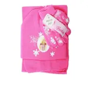 Barbie Winter 3 pcs Set Pink Beanie Hat Knit Gloves Scarf for Girls