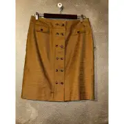 AK Anne Klein Scandi Old Money Preppy Academia Cotton Linen Pencil Skirt