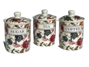 3 piece Canister set Tea Coffee and Sugar Heritage Brand Anthina Design 800ml...