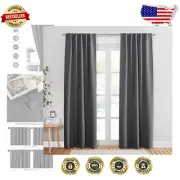 Stylish Grey Blackout Drapes 42"W x 90"L - Decorative Thermal Curtains
