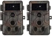 2-Pack No Glow Game & Deer Trail Cameras 32MP 1296P H.264 Video 100ft Night V...