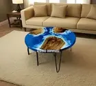 Ocean Round Epoxy Table | Epoxy Coffee End Table | Epoxy Resin Table | Handmade